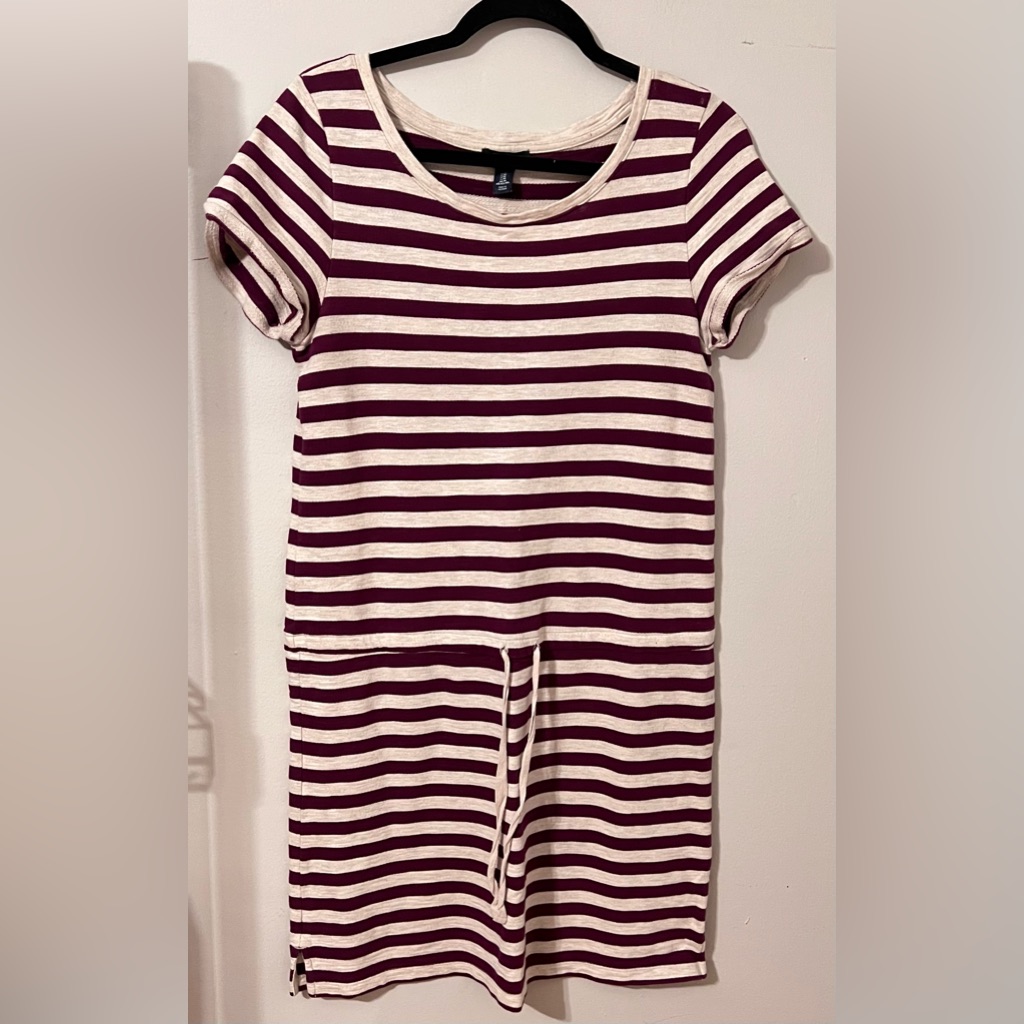 Gap Burgundy And White Striped Dress